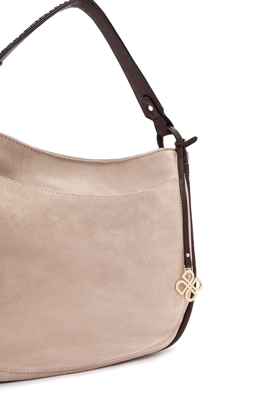 Women's Gray Long Strap Suede Shoulder Bag