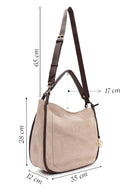 Women's Gray Long Strap Suede Shoulder Bag | Derimod