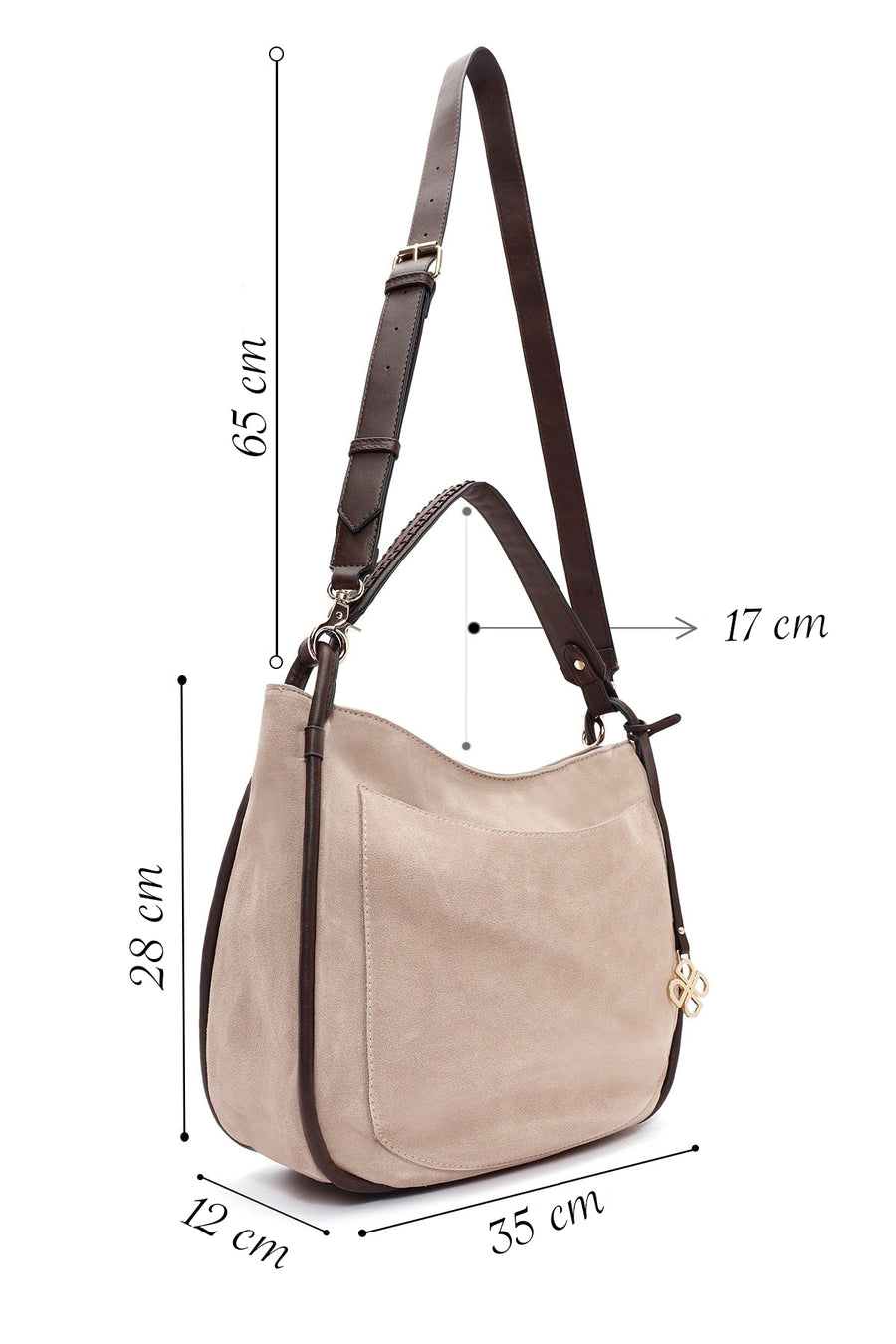 Women's Gray Long Strap Suede Shoulder Bag