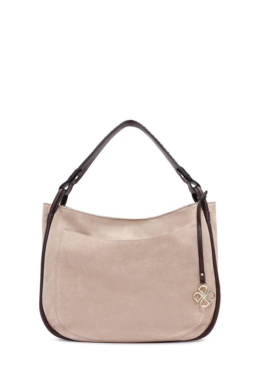 Women's Gray Long Strap Suede Shoulder Bag