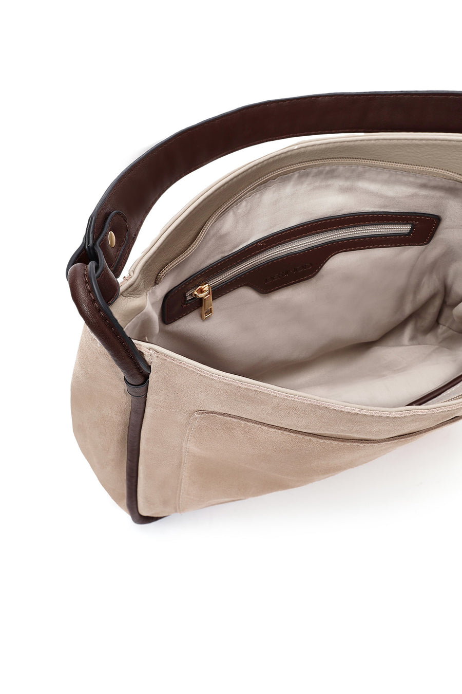 Women's Gray Long Strap Suede Shoulder Bag