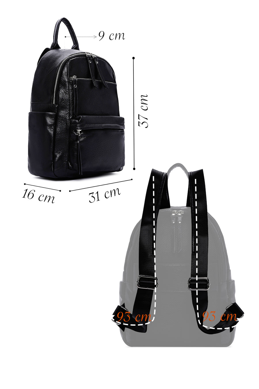 Women's Black Casual Backpack