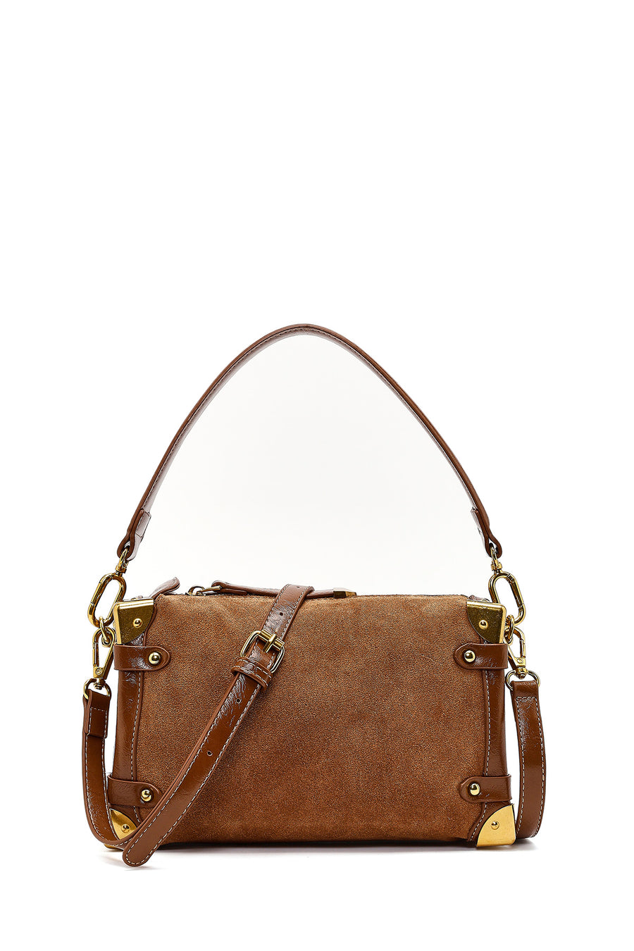 Women's Tan Long Strap Suede Leather Mini Shoulder Bag 25WBD252410 | Derimod