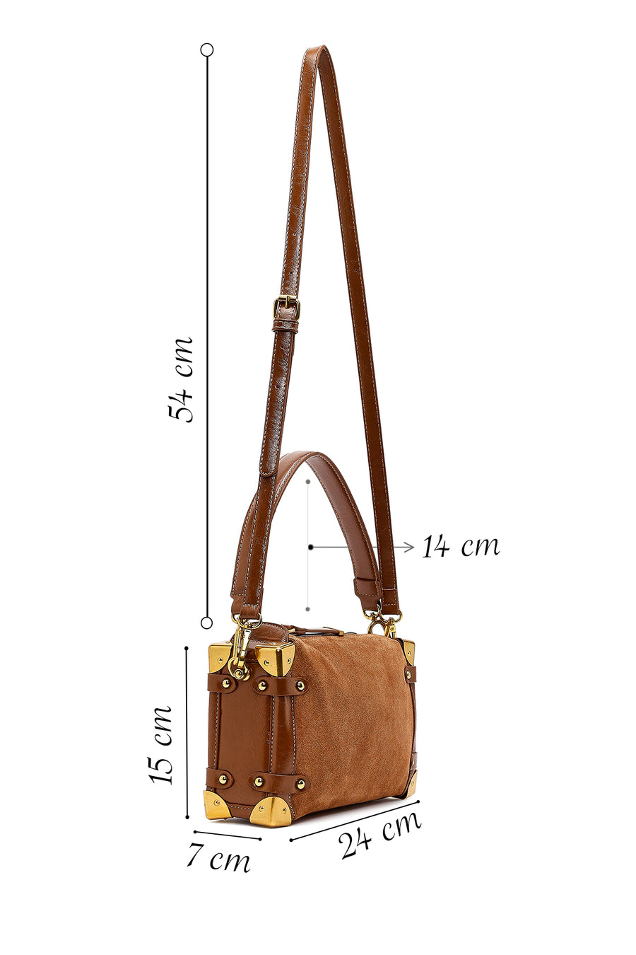 Women's Tan Long Strap Suede Leather Mini Shoulder Bag