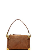 Women's Tan Long Strap Suede Leather Mini Shoulder Bag | Derimod