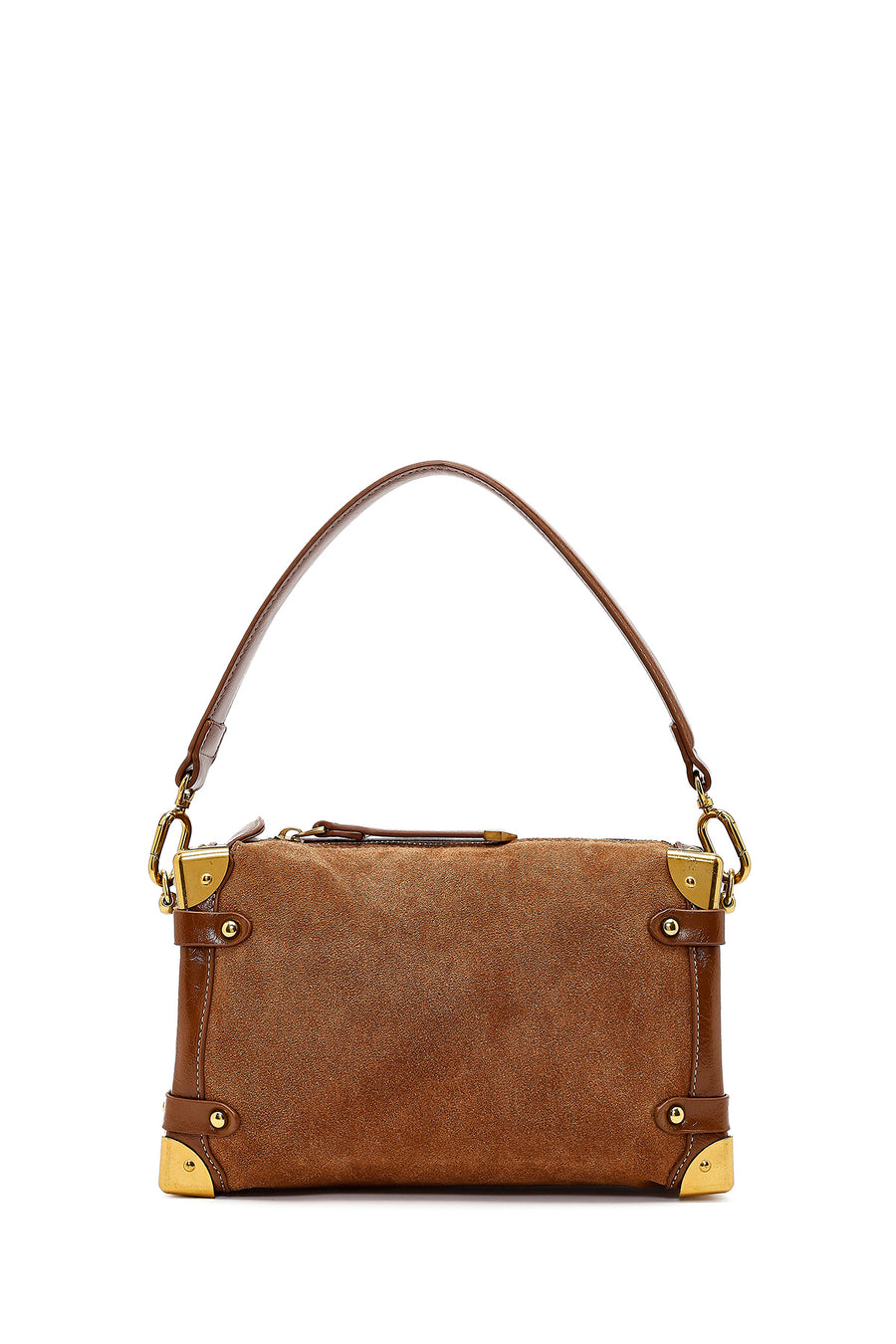 Women's Tan Long Strap Suede Leather Mini Shoulder Bag