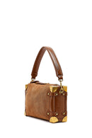 Women's Tan Long Strap Suede Leather Mini Shoulder Bag | Derimod