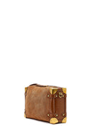Women's Tan Long Strap Suede Leather Mini Shoulder Bag | Derimod