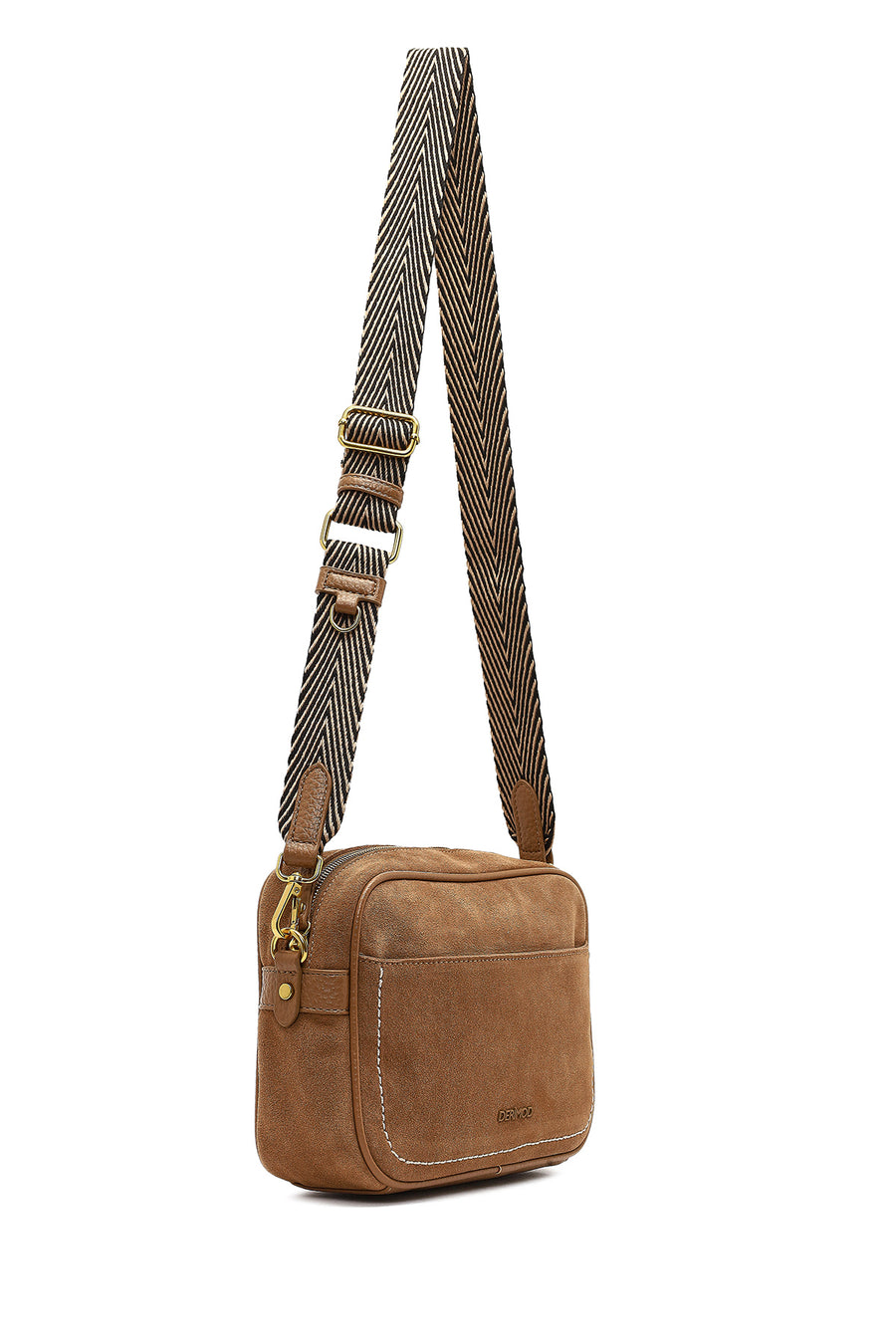 Women's Tan Long Strap Suede Leather Crossbody Bag