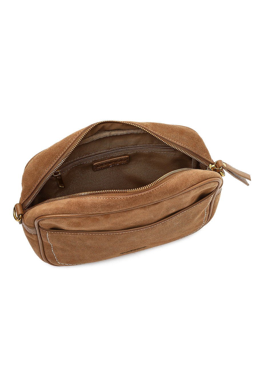 Women's Tan Long Strap Suede Leather Crossbody Bag