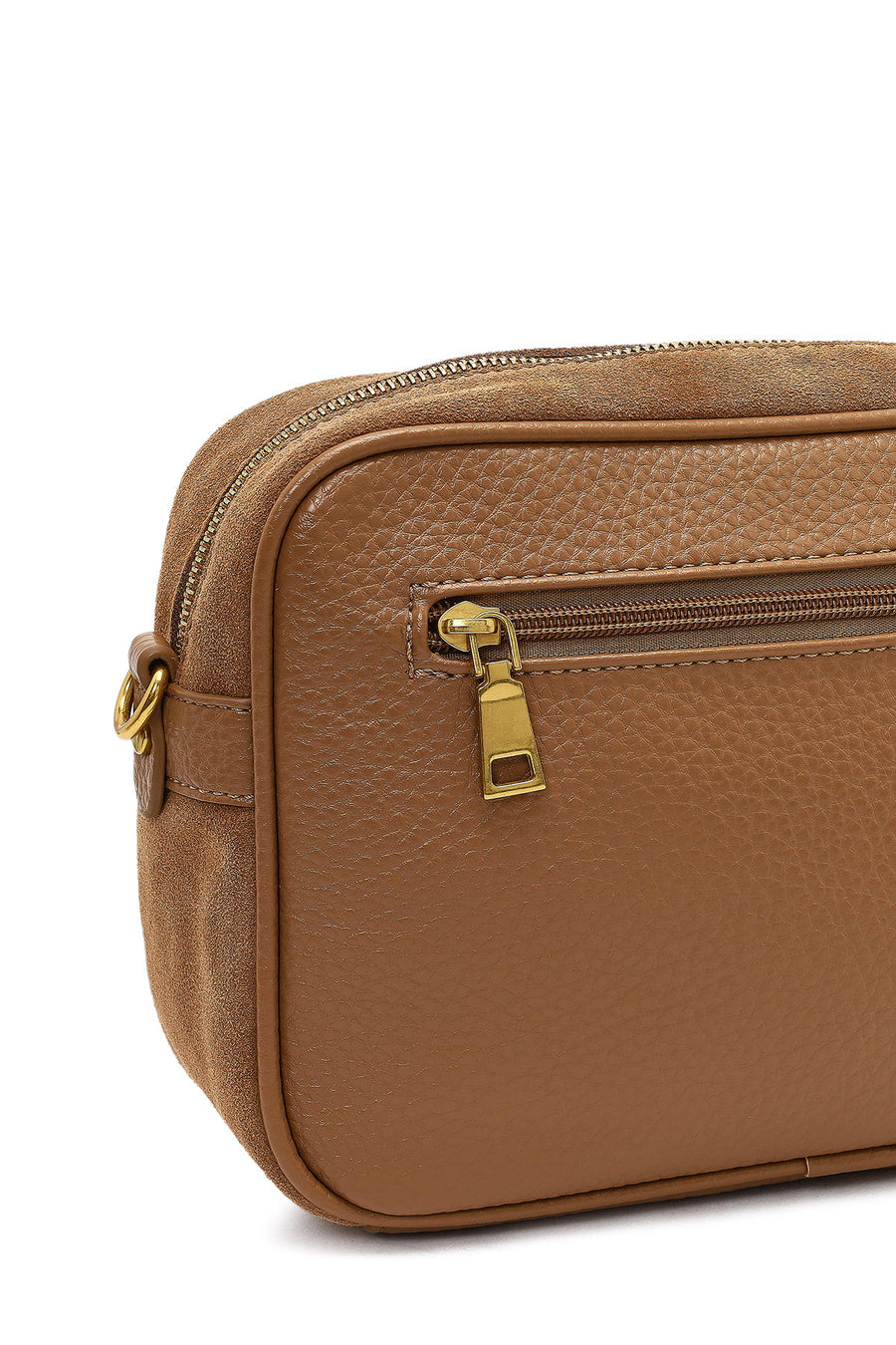 Women's Tan Long Strap Suede Leather Crossbody Bag