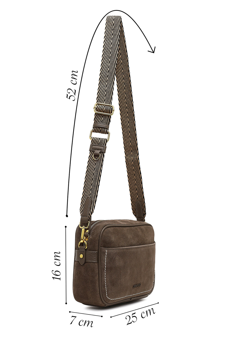 Women's Mink Long Strap Suede Leather Crossbody Bag