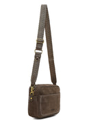 Women's Mink Long Strap Suede Leather Crossbody Bag | Derimod