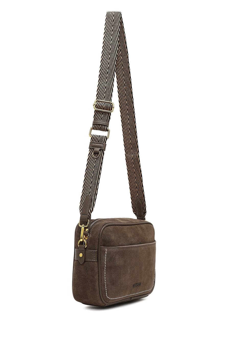Women's Mink Long Strap Suede Leather Crossbody Bag