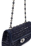 Women Navy Blue Long Strapped Patterned Mini Crossbody Bag | Derimod