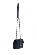 Women Navy Blue Long Strapped Patterned Mini Crossbody Bag | Derimod