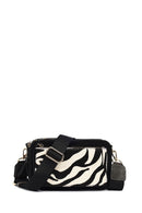 Women's Black Long Strap Patterned Crossbody Bag | Derimod