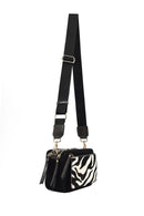 Women's Black Long Strap Patterned Crossbody Bag | Derimod