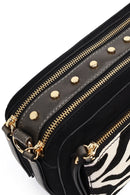 Women's Black Long Strap Patterned Crossbody Bag | Derimod