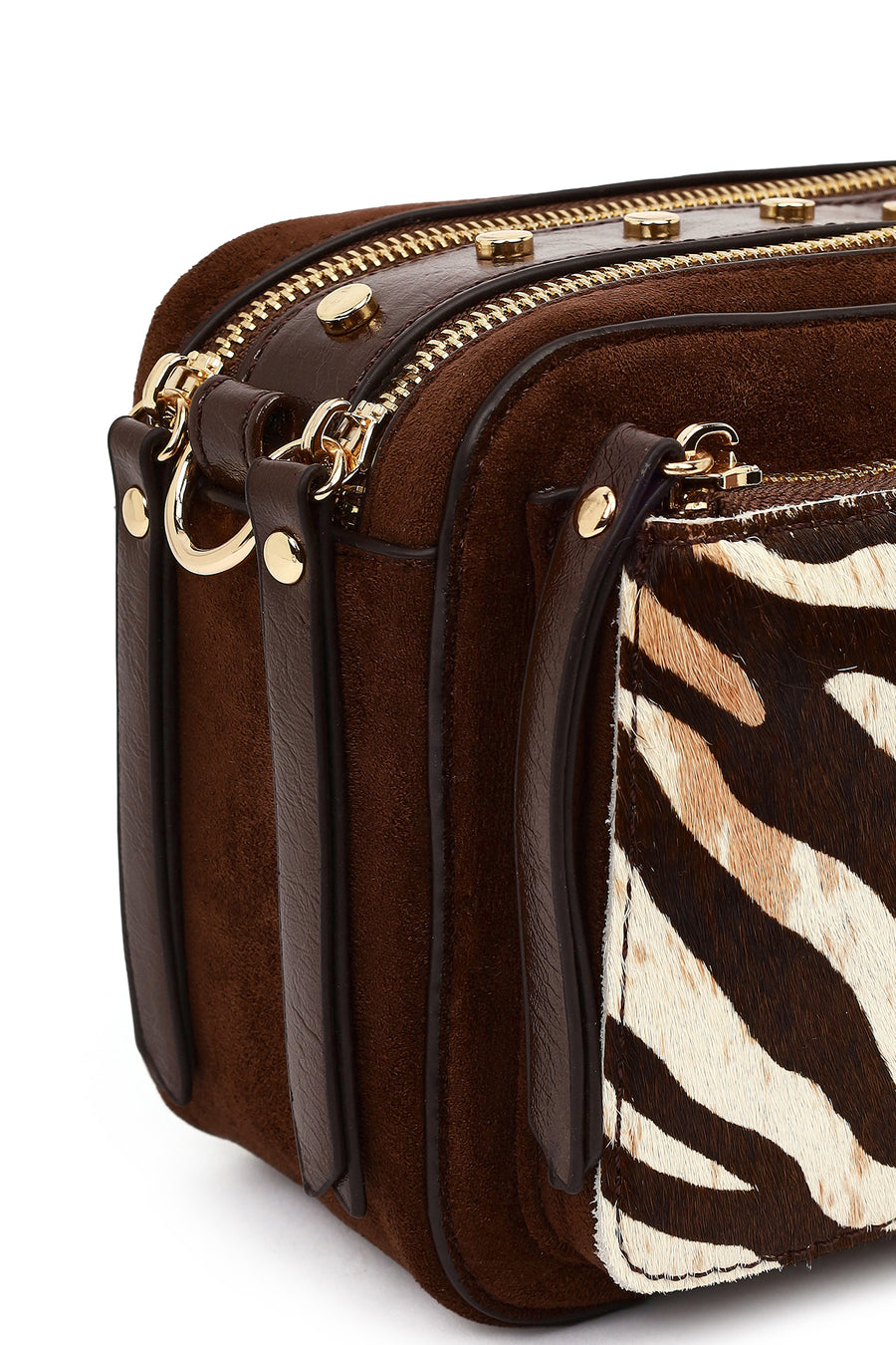 Women's Brown Long Strap Patterned Crossbody Bag