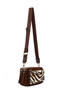 Women's Brown Long Strap Patterned Crossbody Bag | Derimod