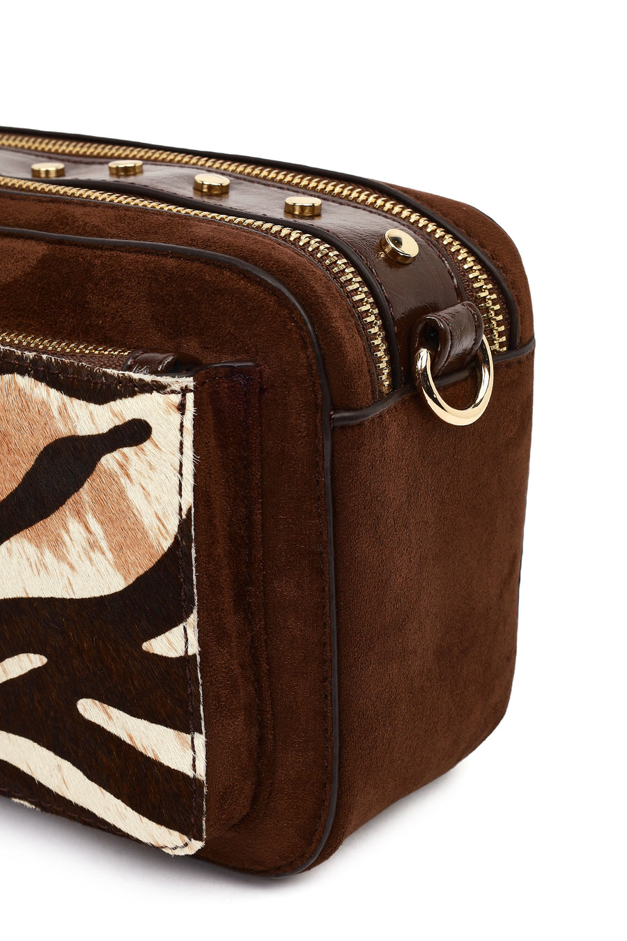 Women's Brown Long Strap Patterned Crossbody Bag