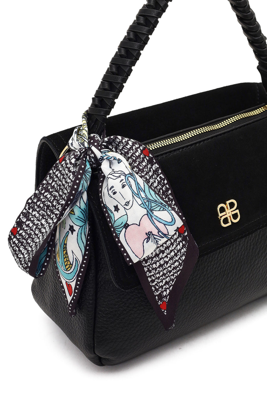 Women's Black Long Strap Suede Shoulder Bag
