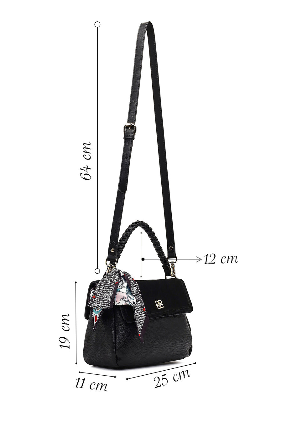 Women's Black Long Strap Suede Shoulder Bag