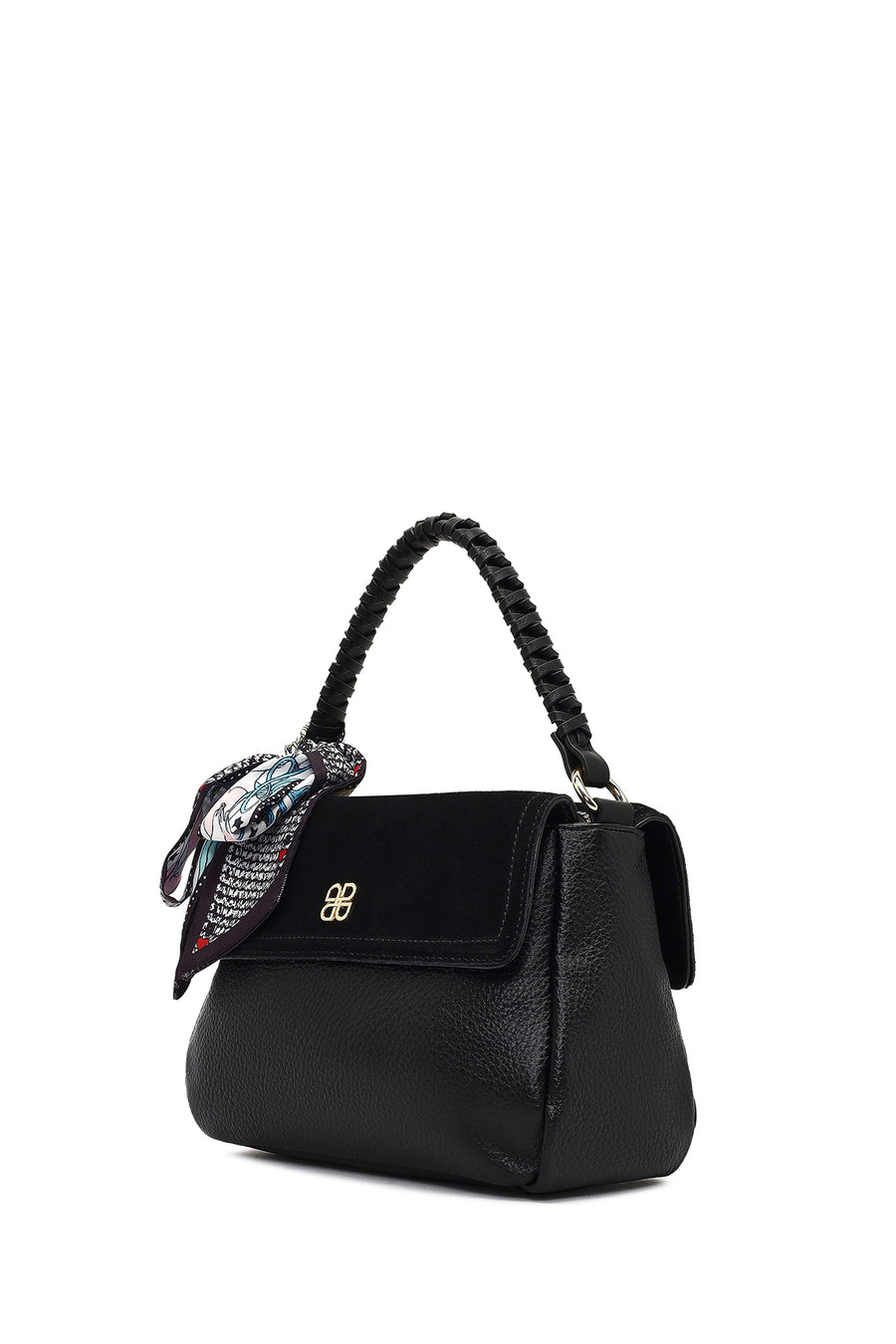 Women's Black Long Strap Suede Shoulder Bag