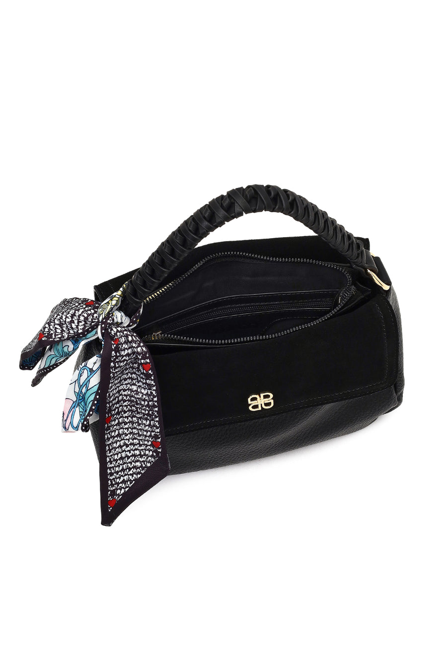 Women's Black Long Strap Suede Shoulder Bag