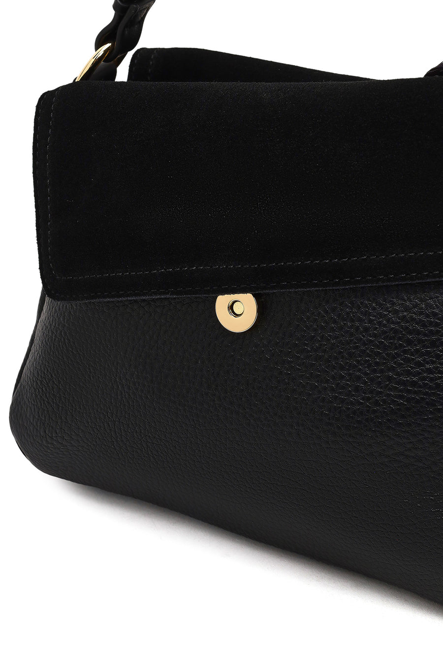 Women's Black Long Strap Suede Shoulder Bag
