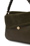 Women's Khaki Long Strap Suede Shoulder Bag | Derimod