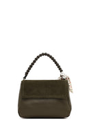 Women's Khaki Long Strap Suede Shoulder Bag | Derimod