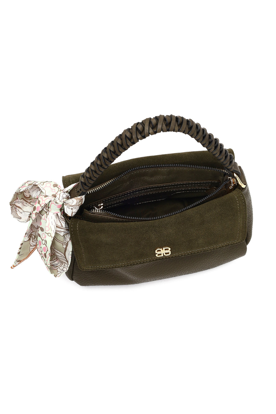 Women's Khaki Long Strap Suede Shoulder Bag