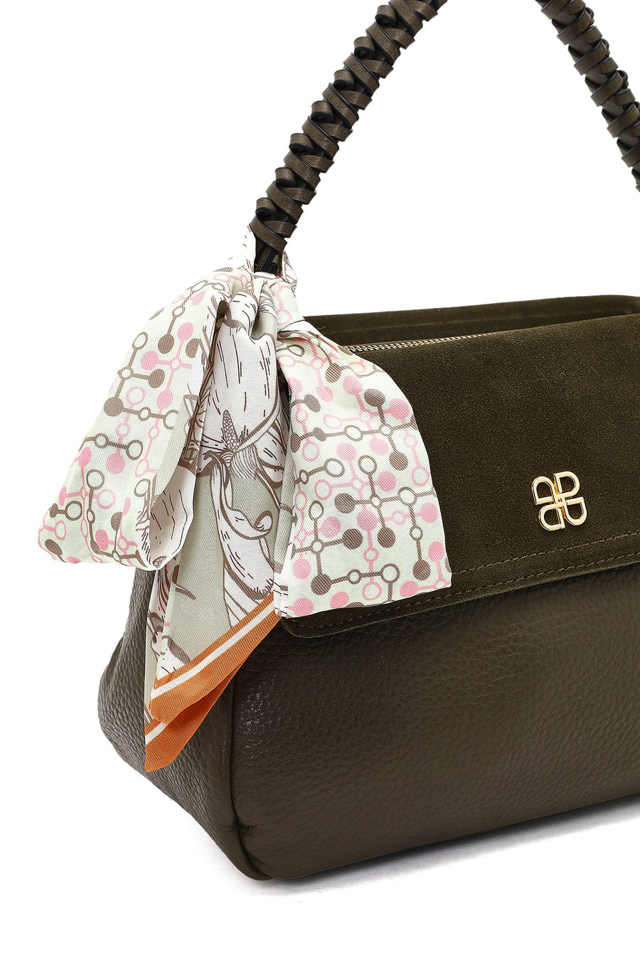 Women's Khaki Long Strap Suede Shoulder Bag