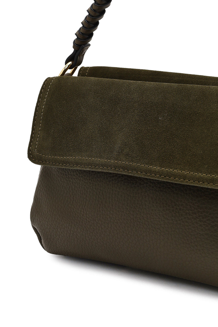 Women's Khaki Long Strap Suede Shoulder Bag