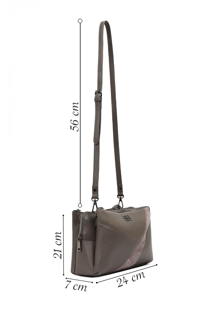 Women's Gray Long Strap Crossbody Bag