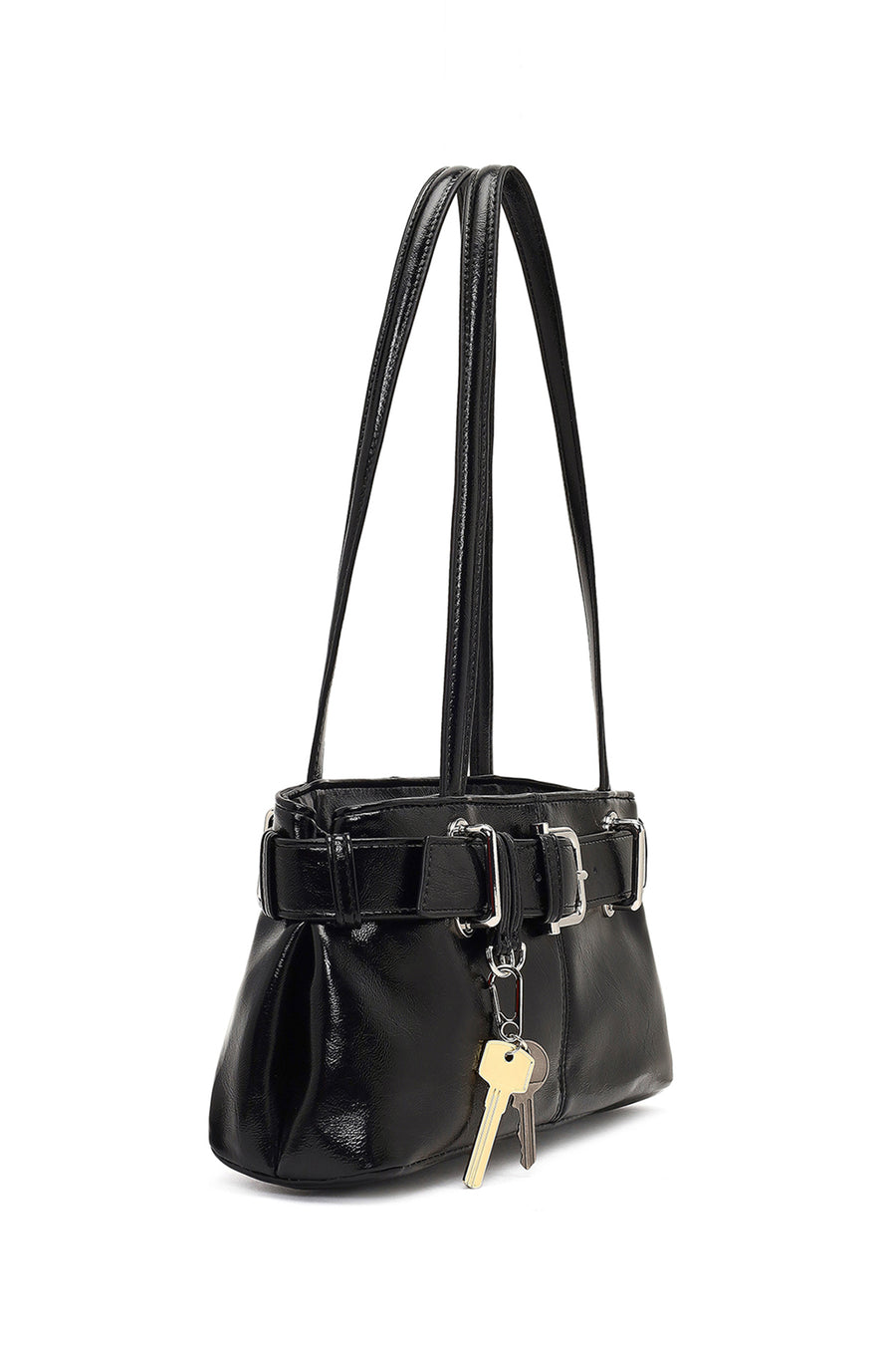 Women's Black Patent Leather Shoulder Bag
