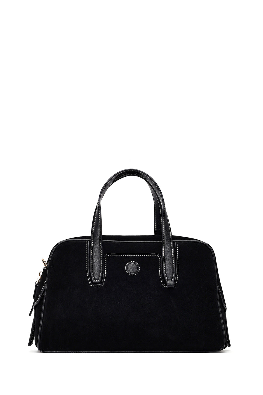Women's Black Long Strap Suede Handbag