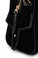 Women's Black Long Strap Suede Handbag | Derimod