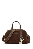 Women's Brown Long Strap Suede Shoulder Bag | Derimod
