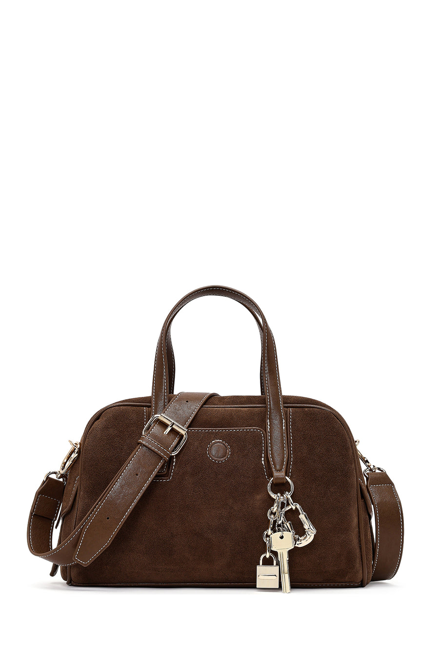 Women's Brown Long Strap Suede Shoulder Bag 25WBD254610 | Derimod