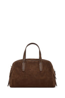 Women's Brown Long Strap Suede Shoulder Bag | Derimod