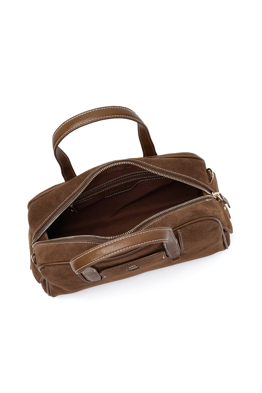 Women's Brown Long Strap Suede Shoulder Bag