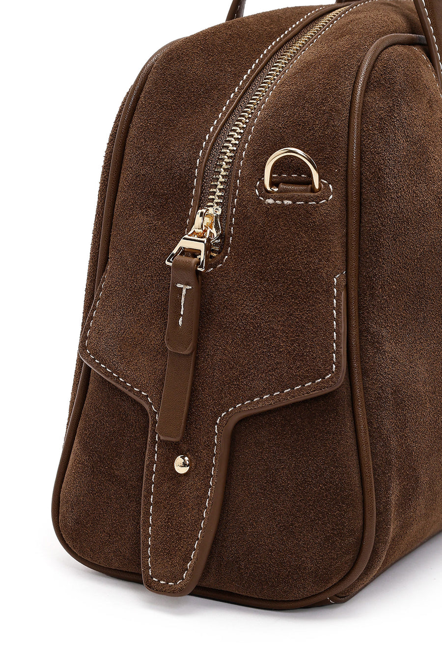 Women's Brown Long Strap Suede Shoulder Bag