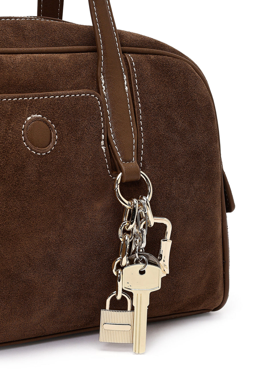 Women's Brown Long Strap Suede Shoulder Bag