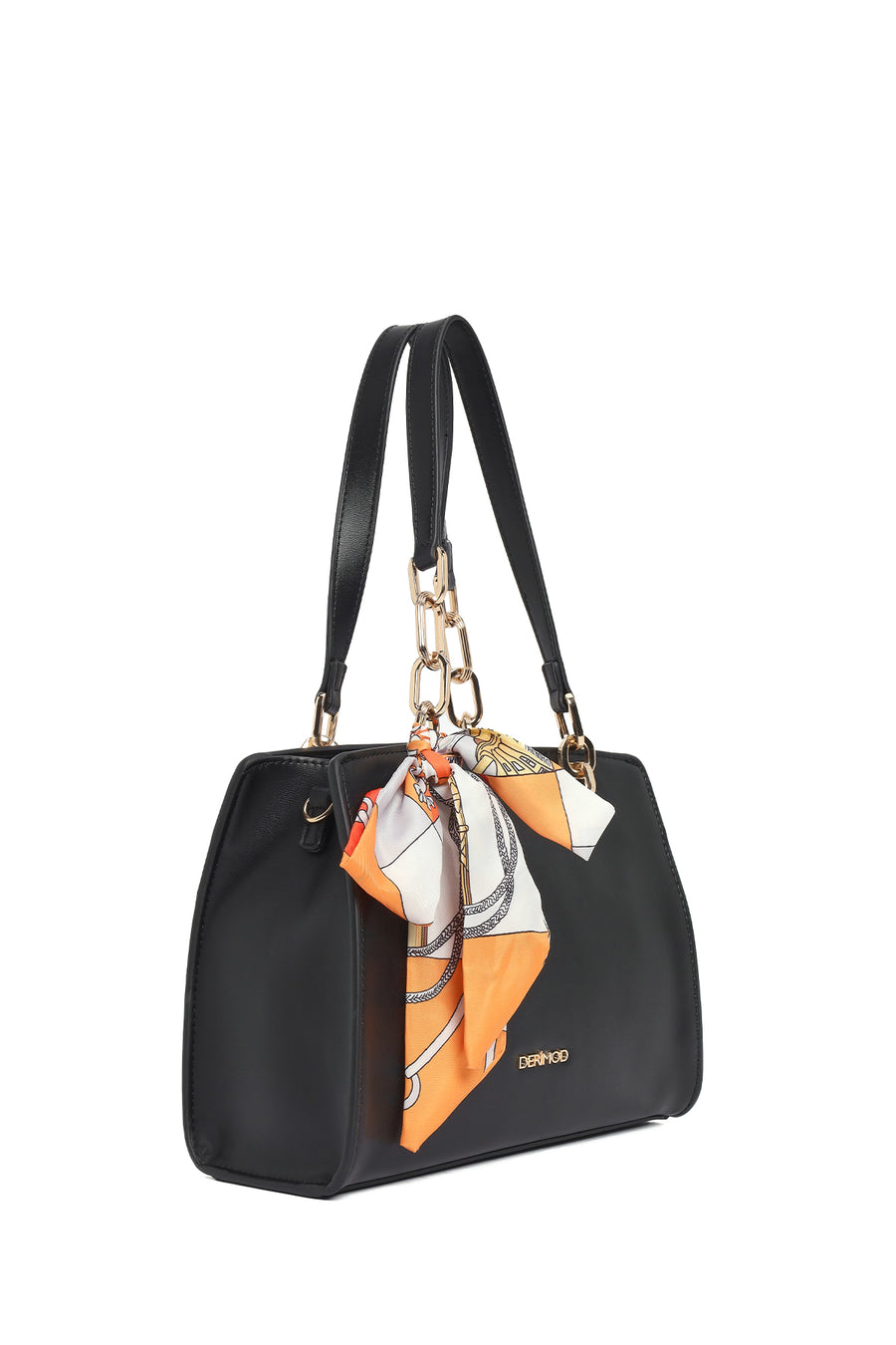 Women's Black Classic Shoulder Bag with Accessories