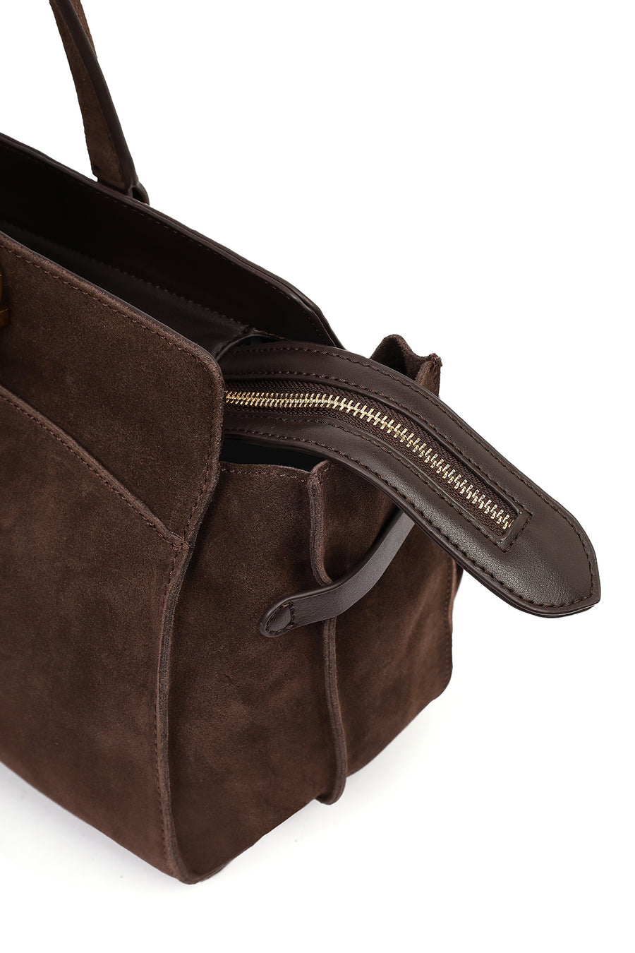 Women's Brown Long Strap Suede Shoulder Bag with Accessories