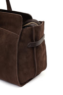 Women's Brown Long Strap Suede Shoulder Bag with Accessories | Derimod