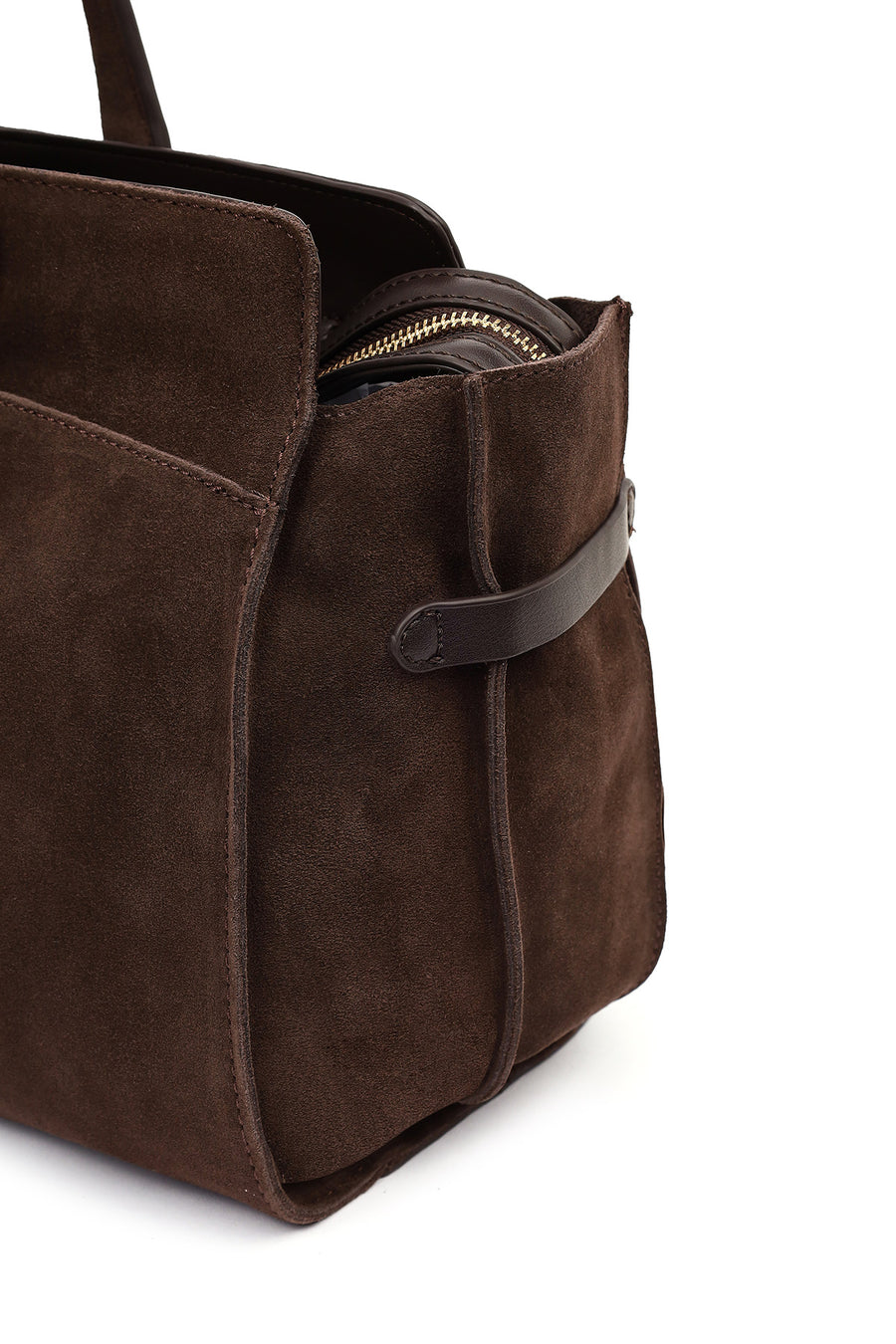 Women's Brown Long Strap Suede Shoulder Bag with Accessories